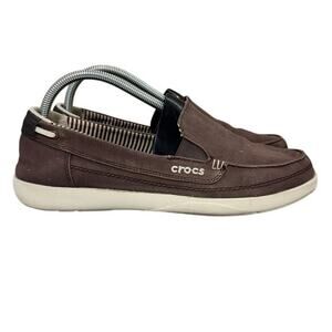 Crocs Walu Brown Canvas Slip-On Loafers Women's‎ 10 Comfort Casual Shoes